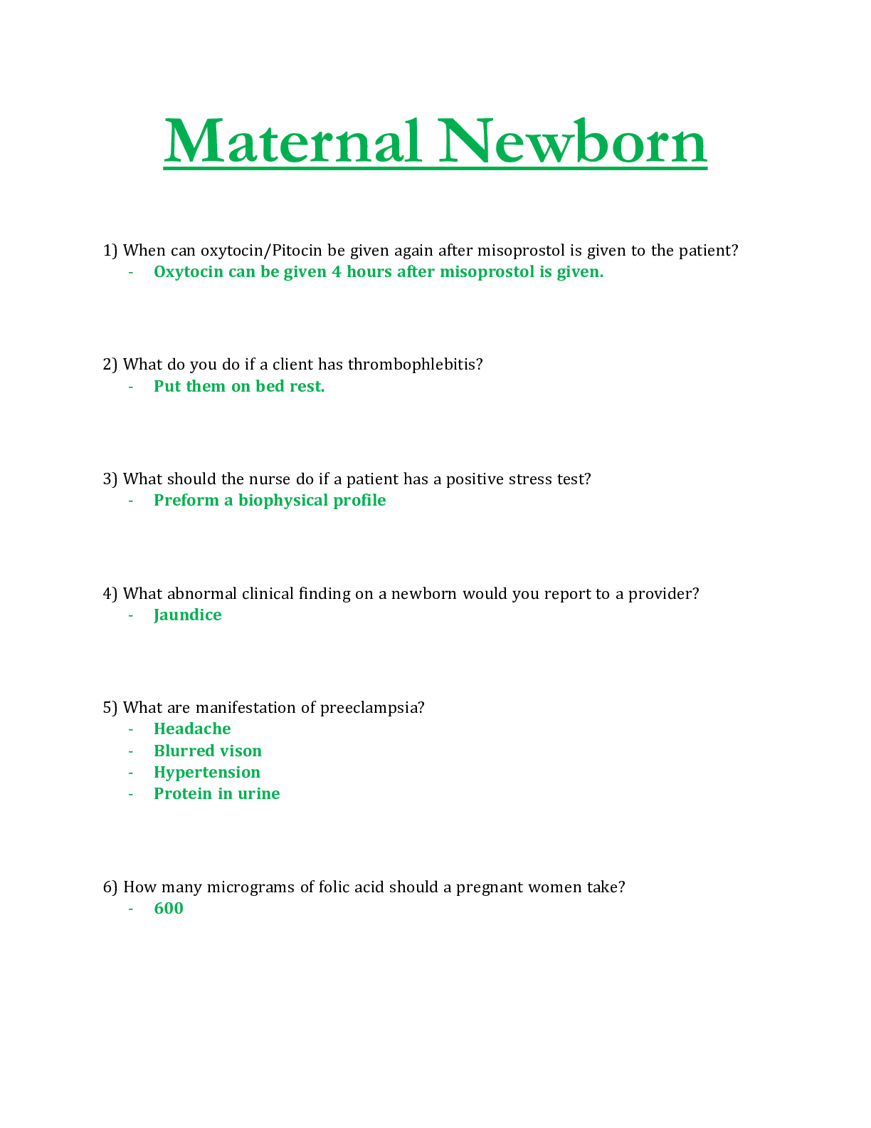 Preview of Maternal Newborn (Latest Version 2021)